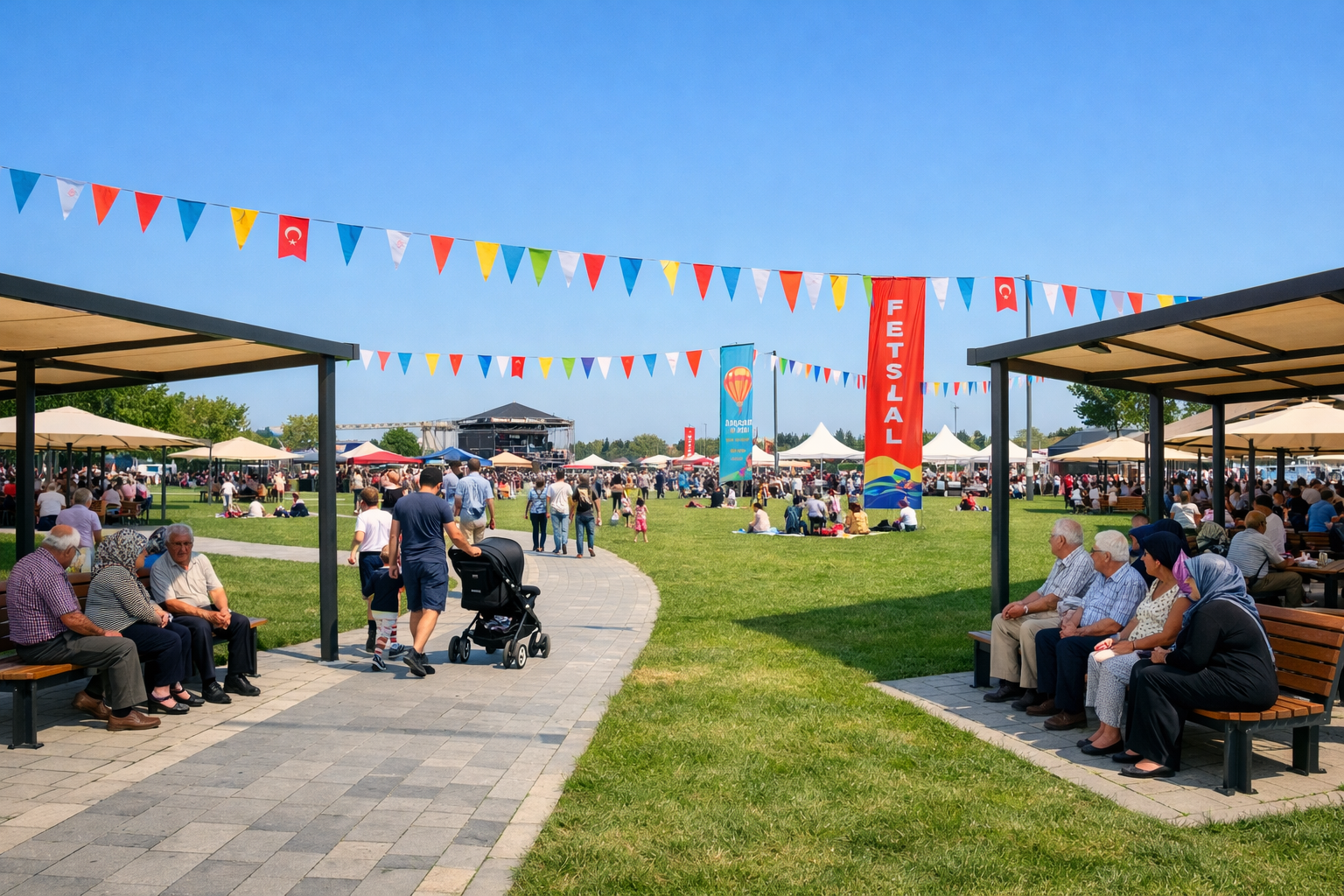 Acik hava etkinliginde genis ve erisilebi yesil alan